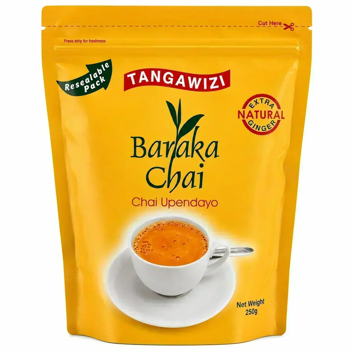 Baraka Chai Tangawizi 250g Kenyan ginger tea package with black tea and ginger chai