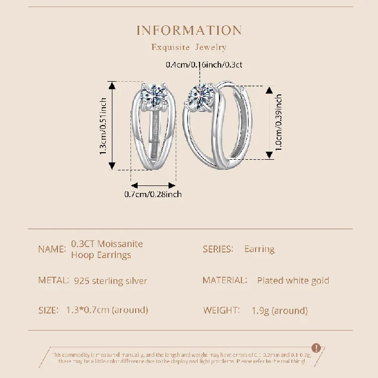 Double-Row Moissanite Huggie Hoop Earrings in Silver
