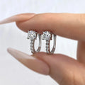 Round Moissanite Accent Leverback Earrings in Silver