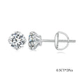 Openwork Moissanite Screw-Back Stud Earrings in Silver