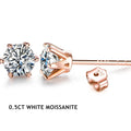 Colorful Moissanite Solitaire Stud Earrings in Rose Gold-Tone Silver
