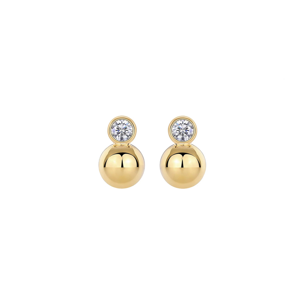 Gold-Tone Moissanite Orb Stud Earrings in Sterling Silver