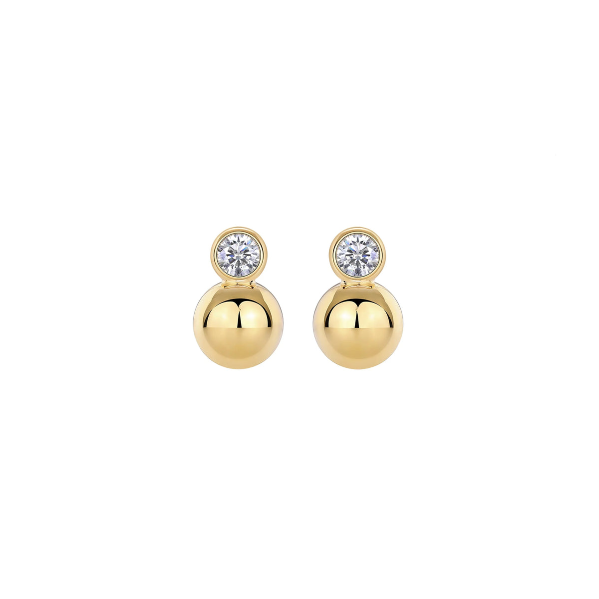 Gold-Tone Moissanite Orb Stud Earrings in Sterling Silver