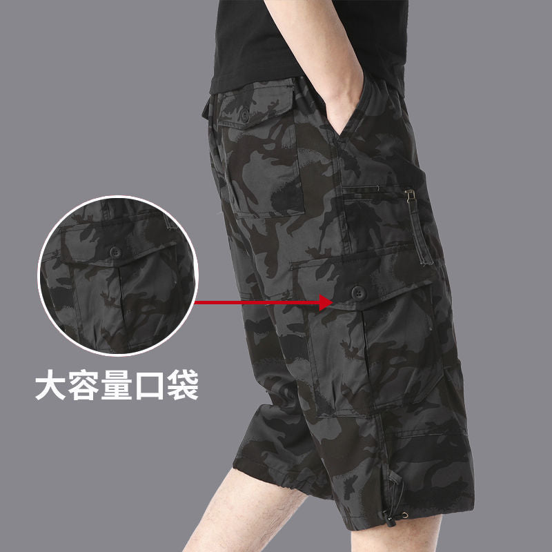 Cross-Border Men's Shorts Summer Outdoor Solid Color Cargo Shorts Loose Casual Multi-Pocket Shorts Wholesale