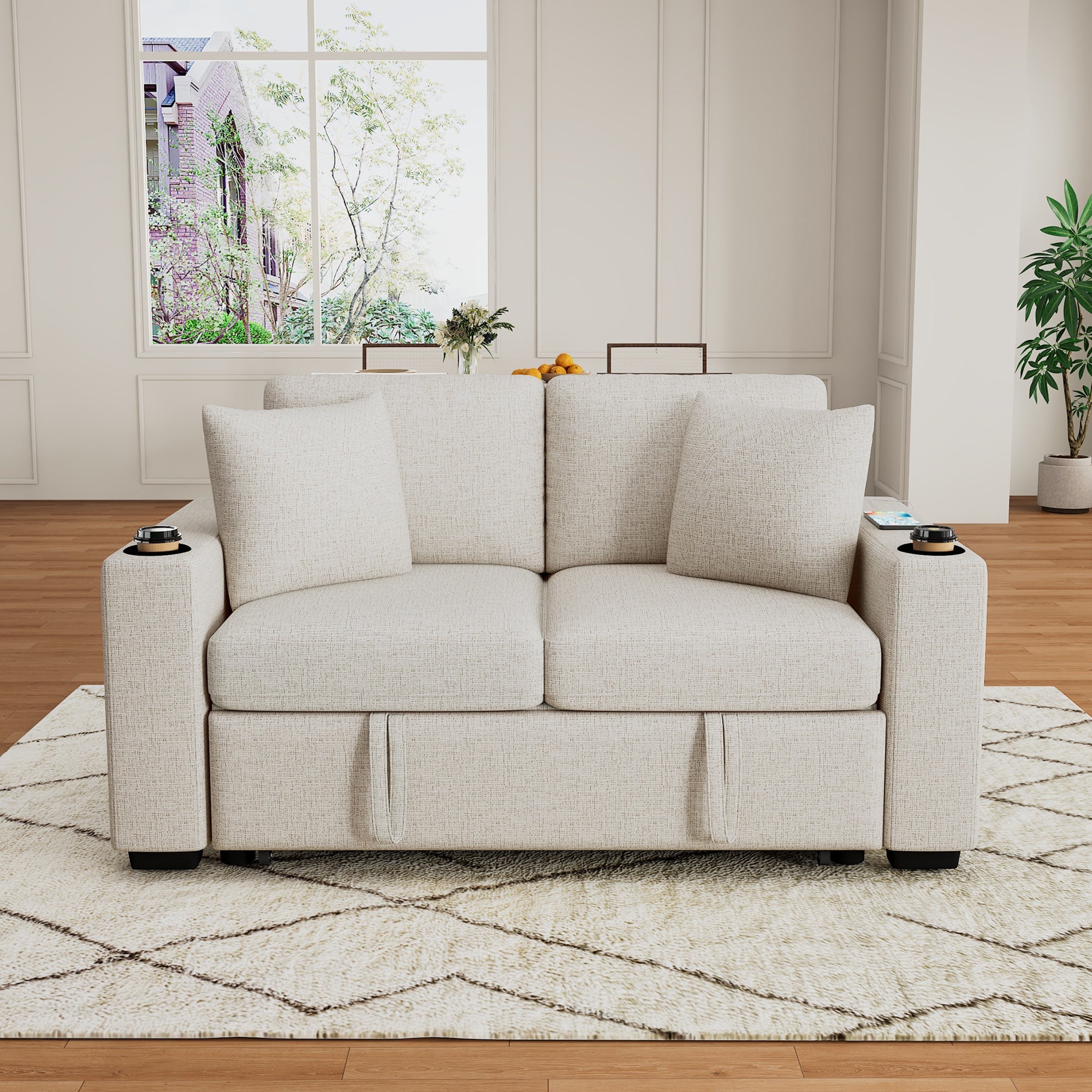 60.6" Modern Loveseat Sofa Pull-out Sofa Bed
