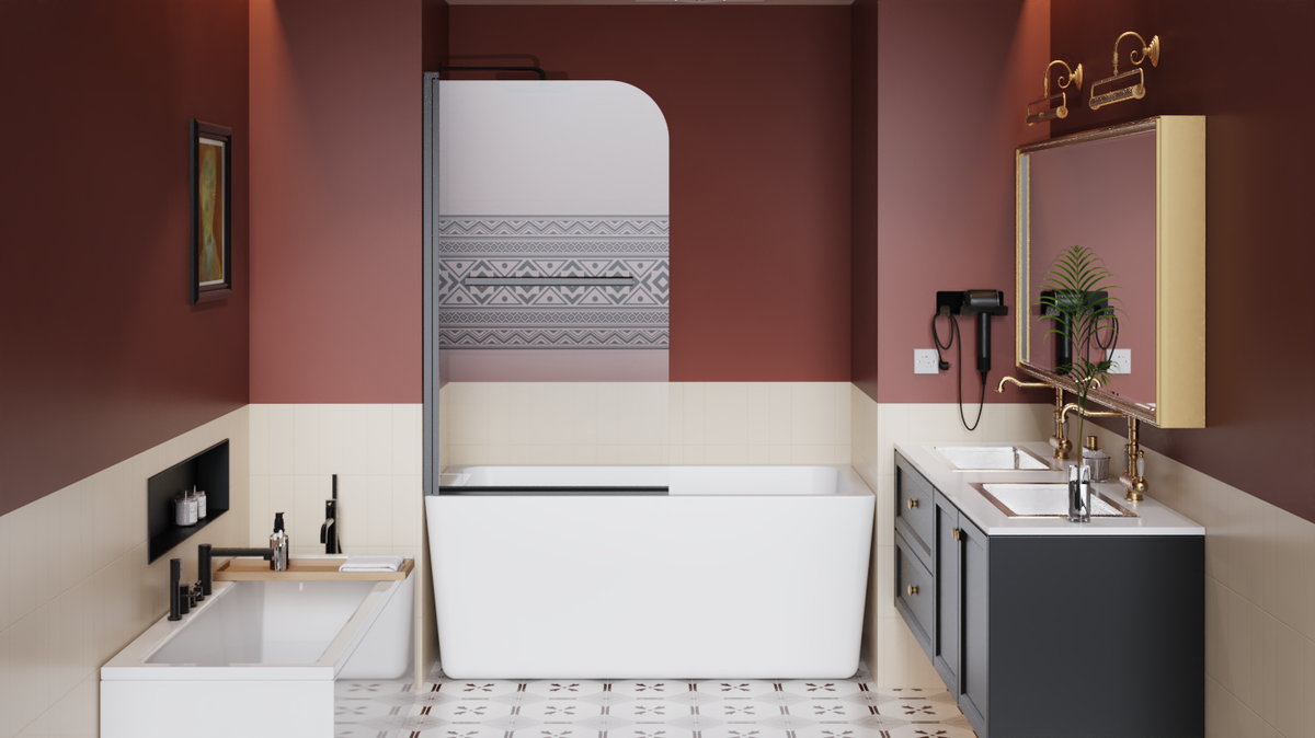32" W x 55" H Shower Door with Bohemian Pattern