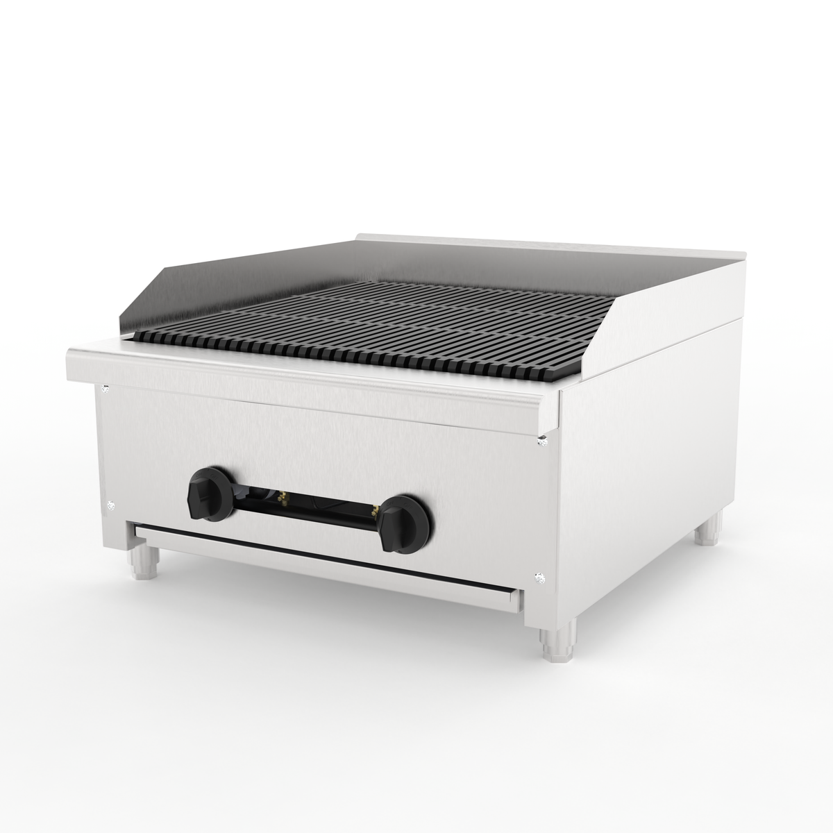 24 Inch Commercial Gas Lava Rock Charbroiler with 2 Burners - Stainless Steel
