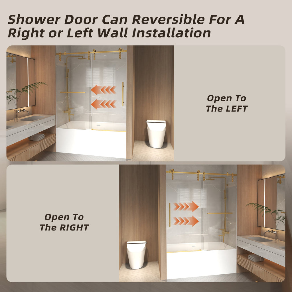 56-60" x 66" Frameless Sliding Bathtub Door