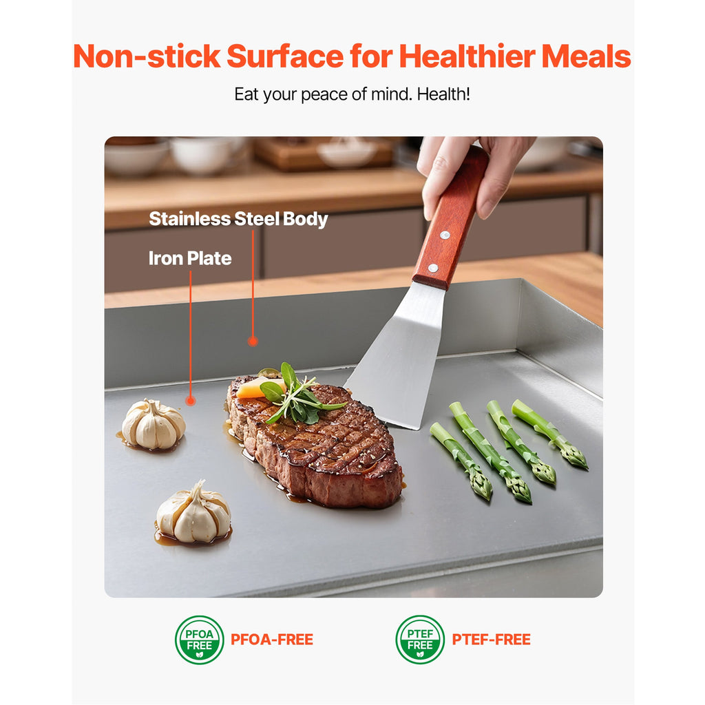 Commercial Electric Griddle with Adjustable Temp Control - Stainless Steel