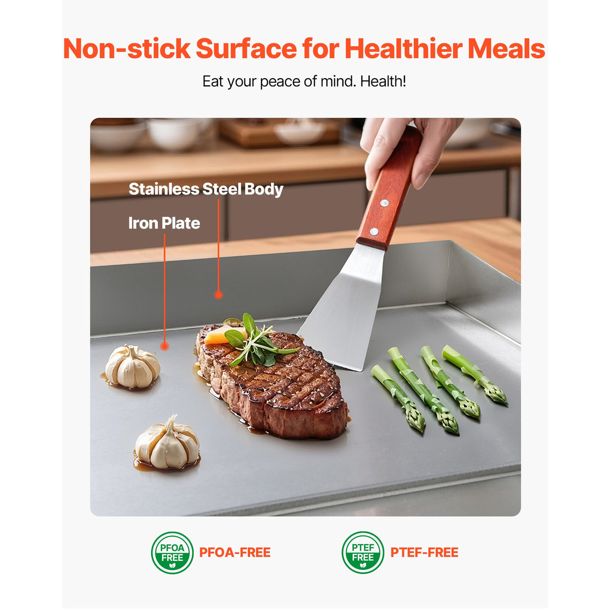 Commercial Electric Griddle with Adjustable Temp Control - Stainless Steel
