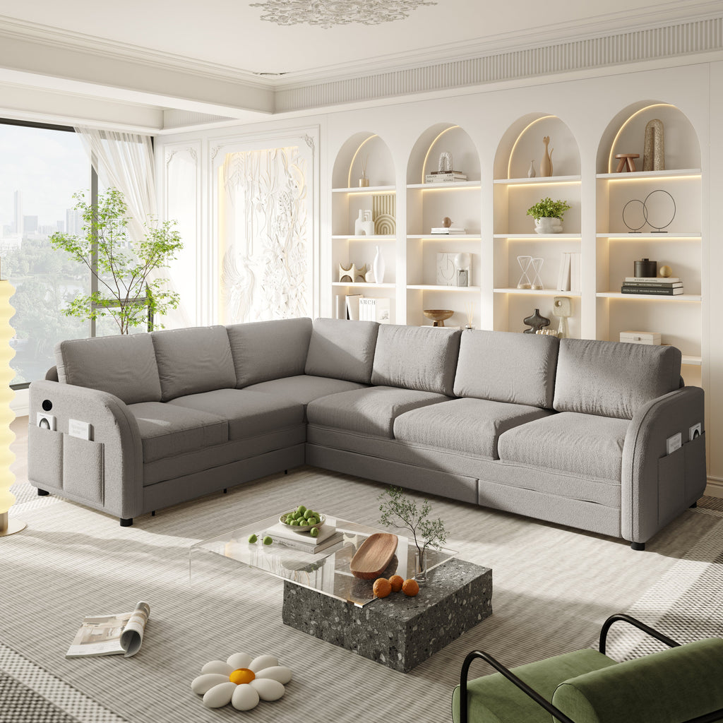 115.2" L-Shaped Pull-Out Bed Sleeper Sofa