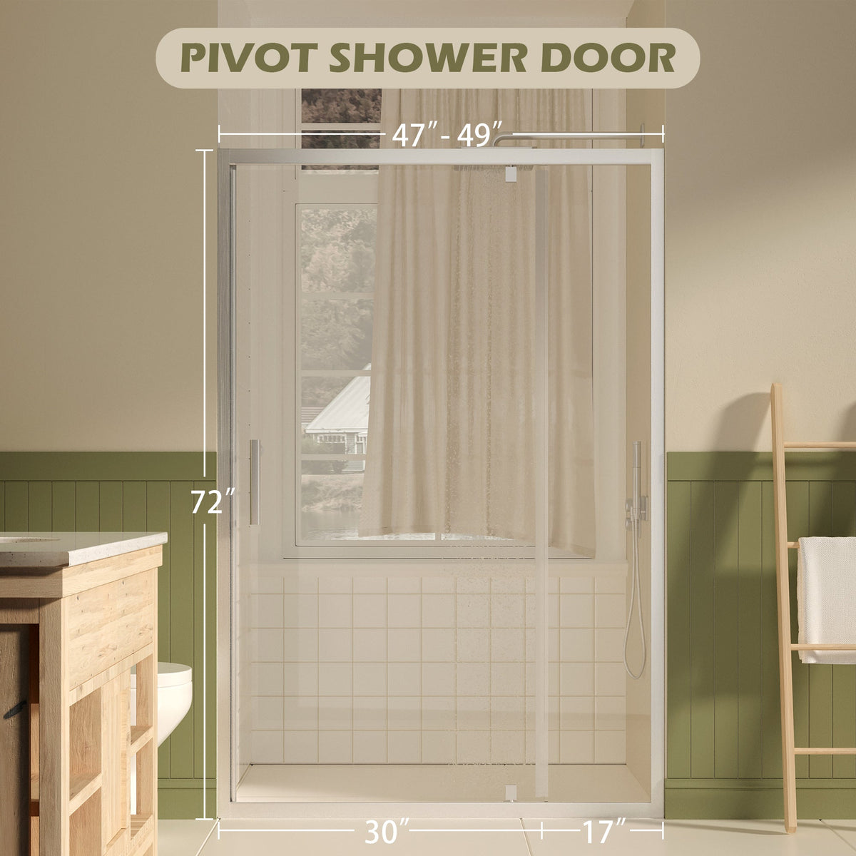 Pivot Shower Door - 47-49" W × 72" H
