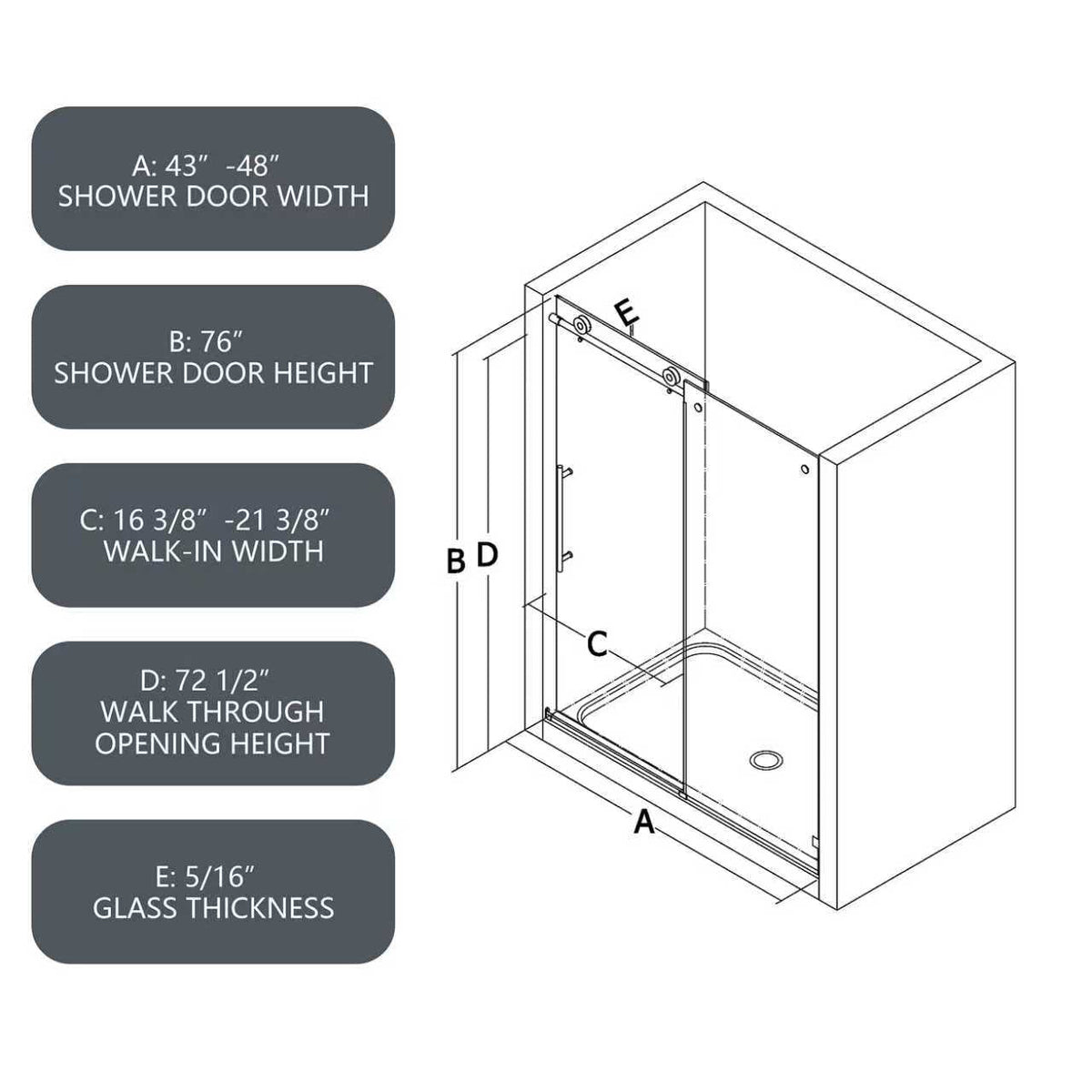 Brushed Nickel Frameless Shower Door