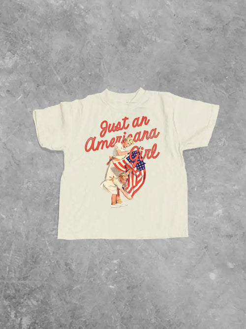 * KIDS * Just An Americana Girl, Kids Boxy T-Shirt