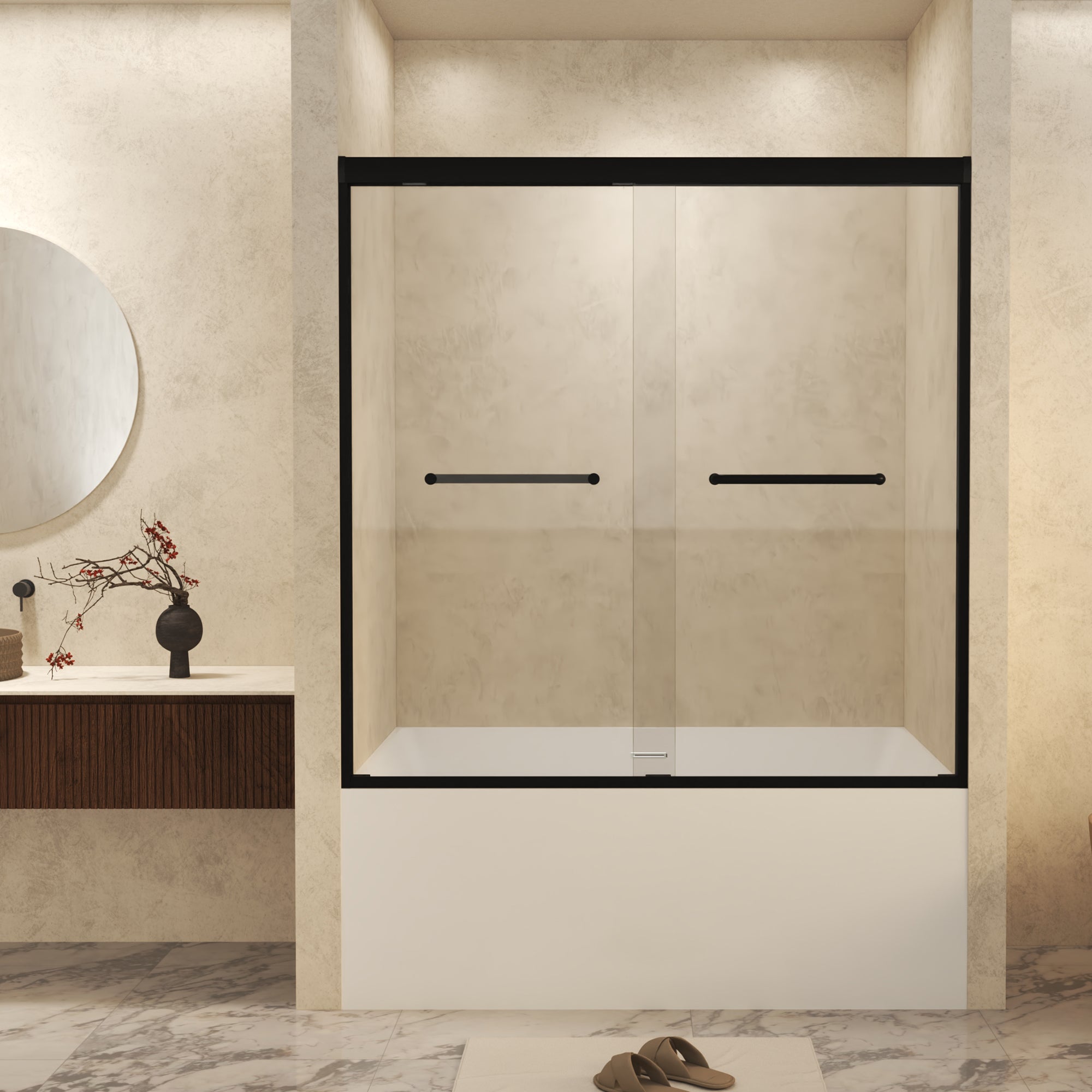 Tempered Glass Double Sliding Shower Door