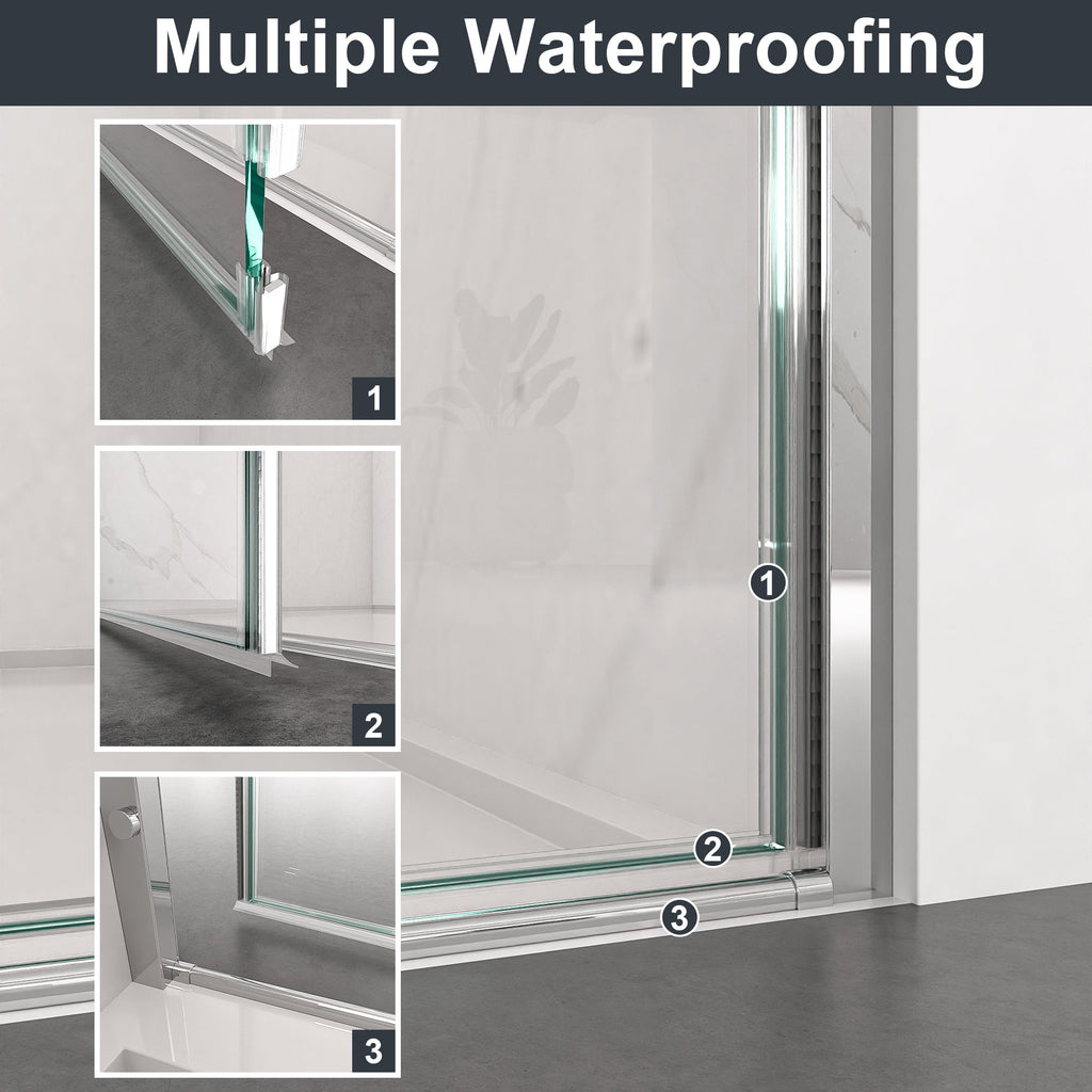 Frameless Circular Pivot Shower Door - 34"W x 72"H