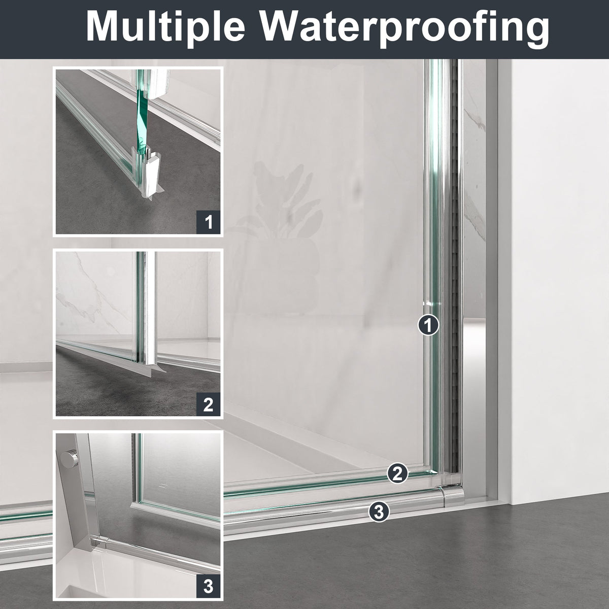 Frameless Circular Pivot Shower Door - 34"W x 72"H