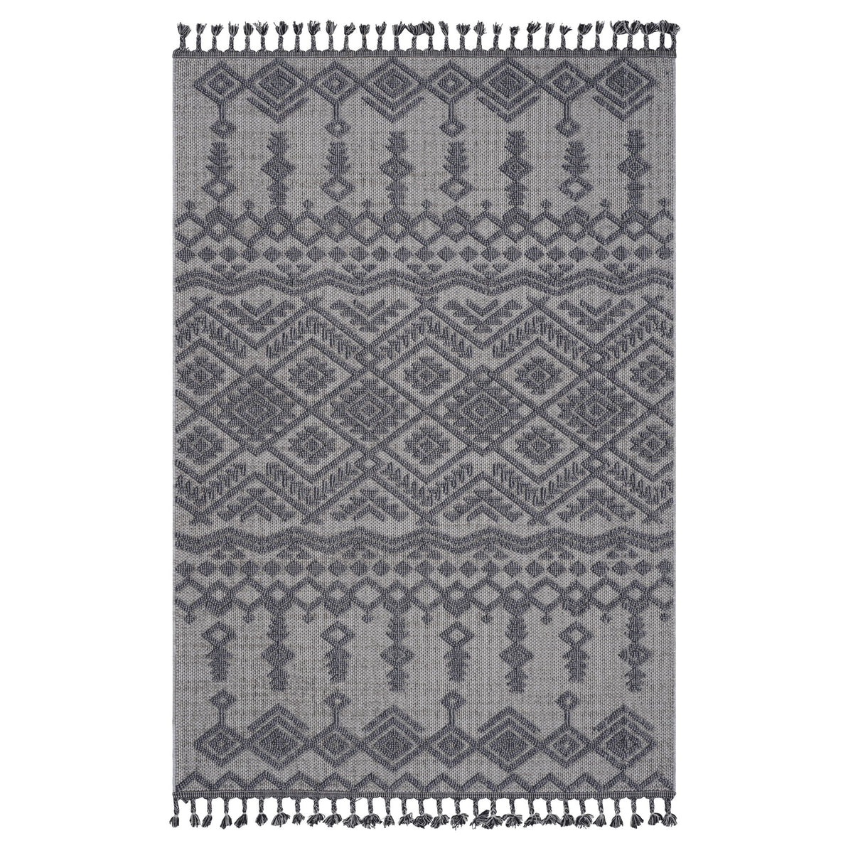 Traditional Indoor/Outdoor Area Rug with Stain Resistance - Light Brown, Dark Gray, Gray