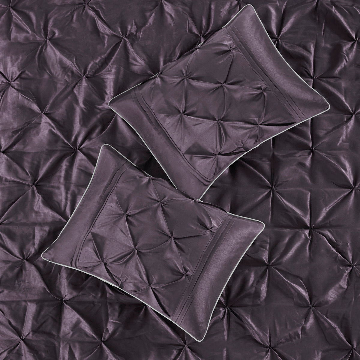 7 Piece Tufted Comforter Set - Plum - King