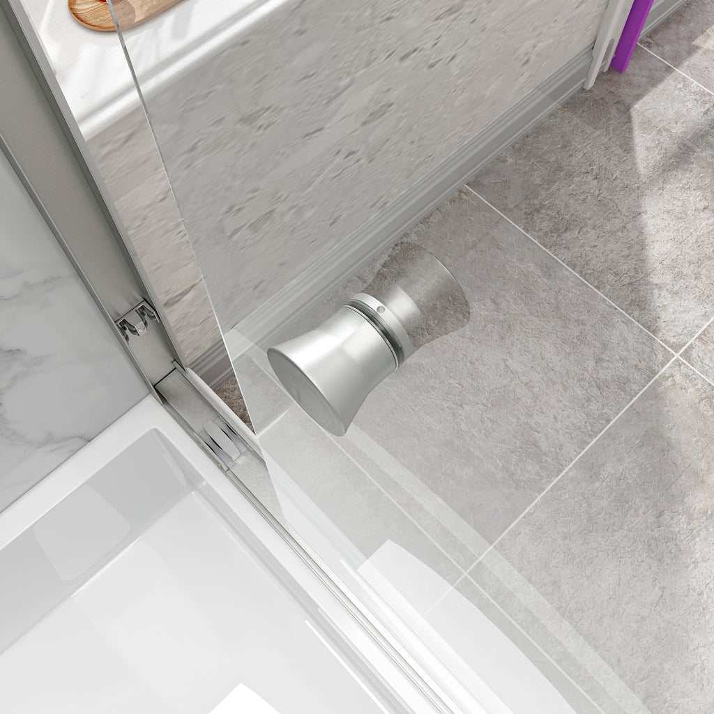 Brushed Nickel Reversible Installation Double Bypass Sliding Shower Door