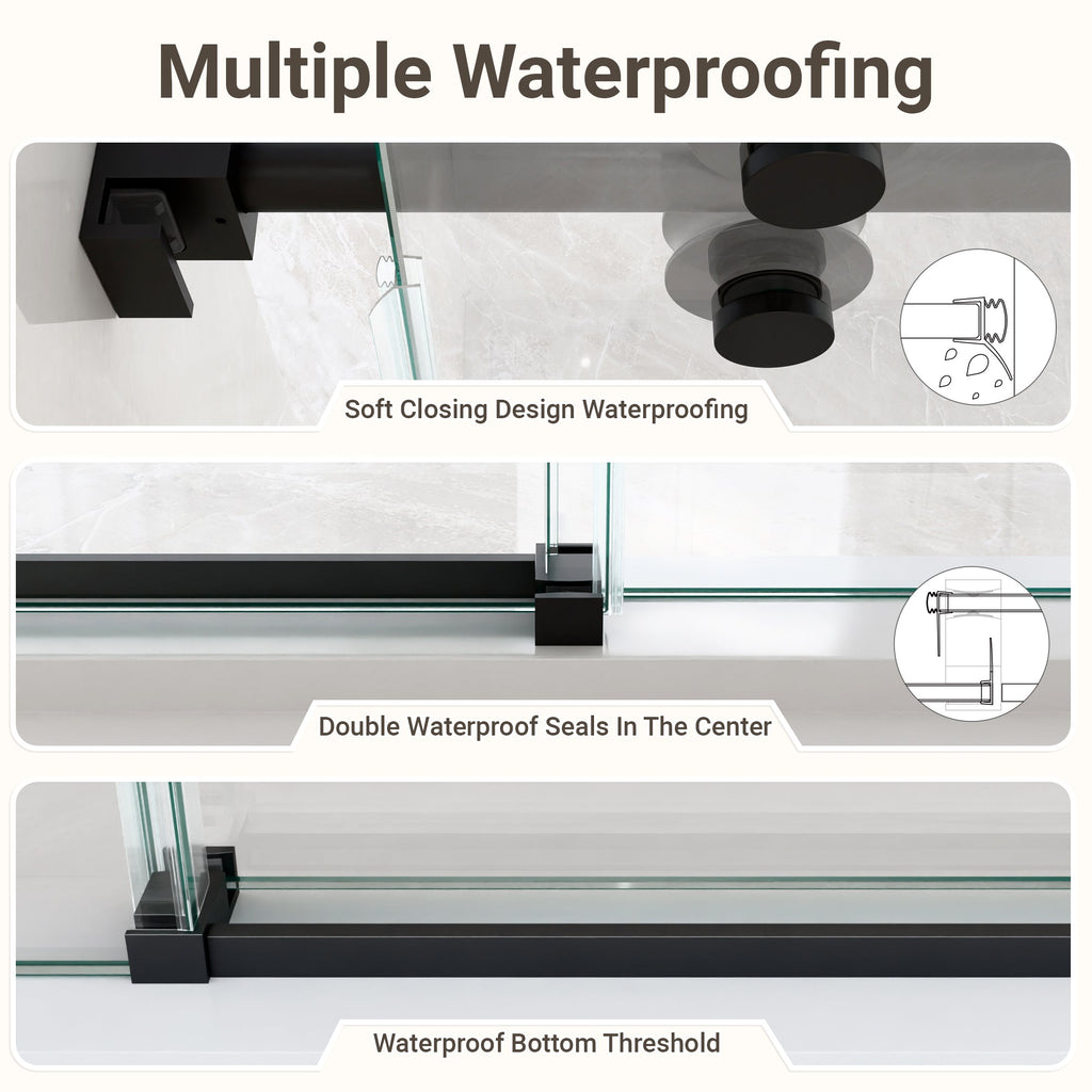 Frameless Single Sliding Shower Door – 5/16" Clear Tempered Glass