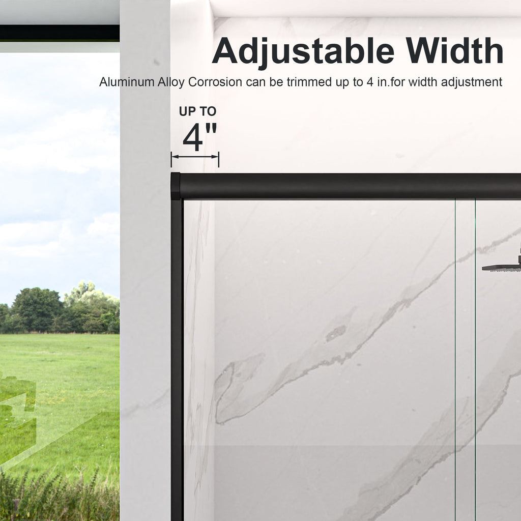 44"-48"W*72" H Semi-Frameless Double Sliding Shower Door