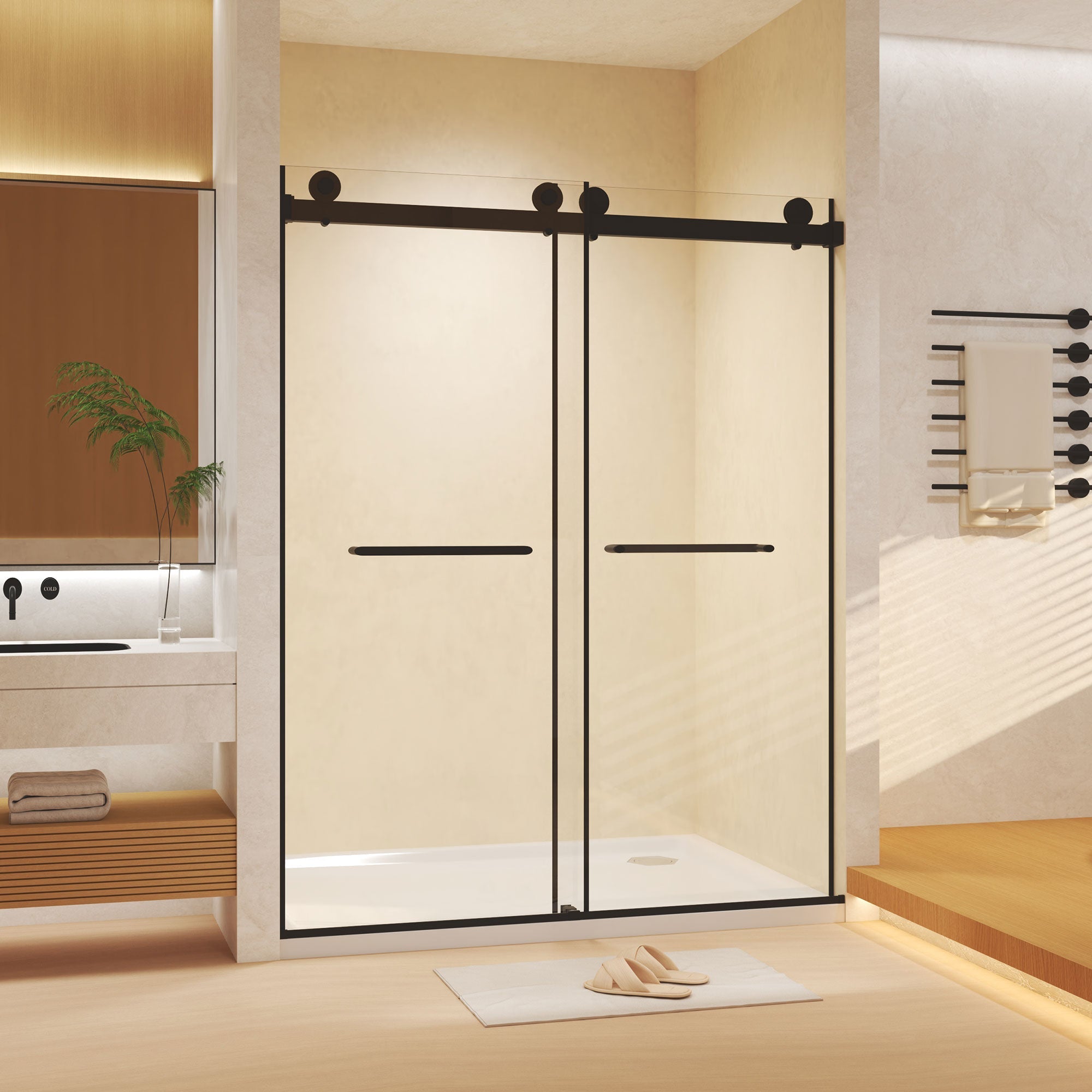 Frameless Double Sliding Shower Door 44-48" W x 74" H