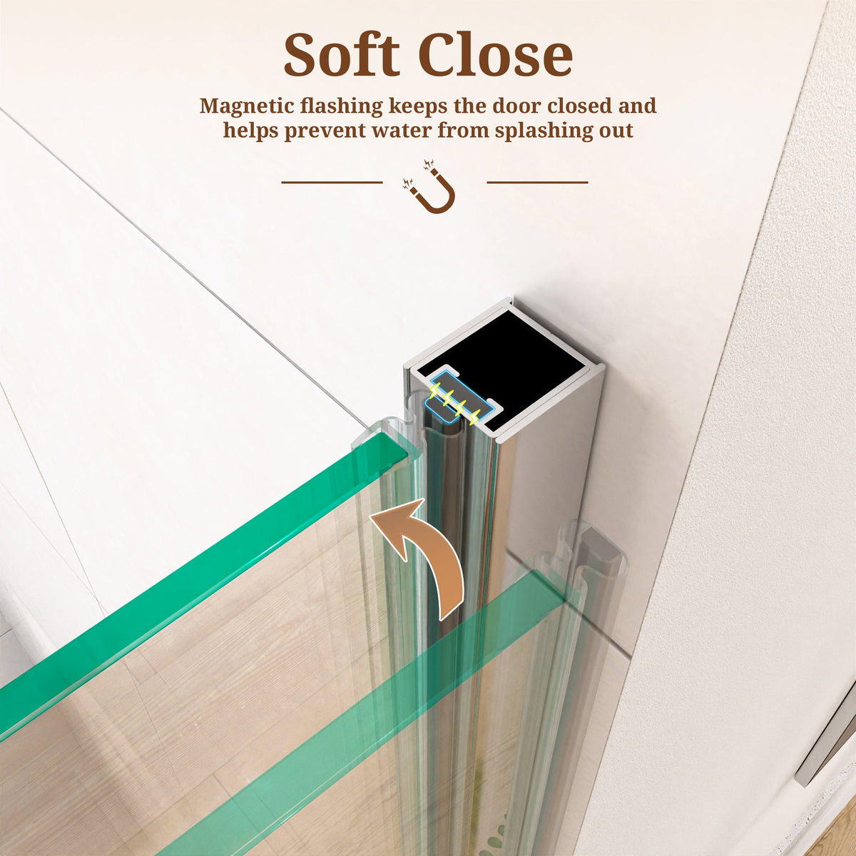 34" W x 72" H Semi-Frameless Circular Pivot Shower Door