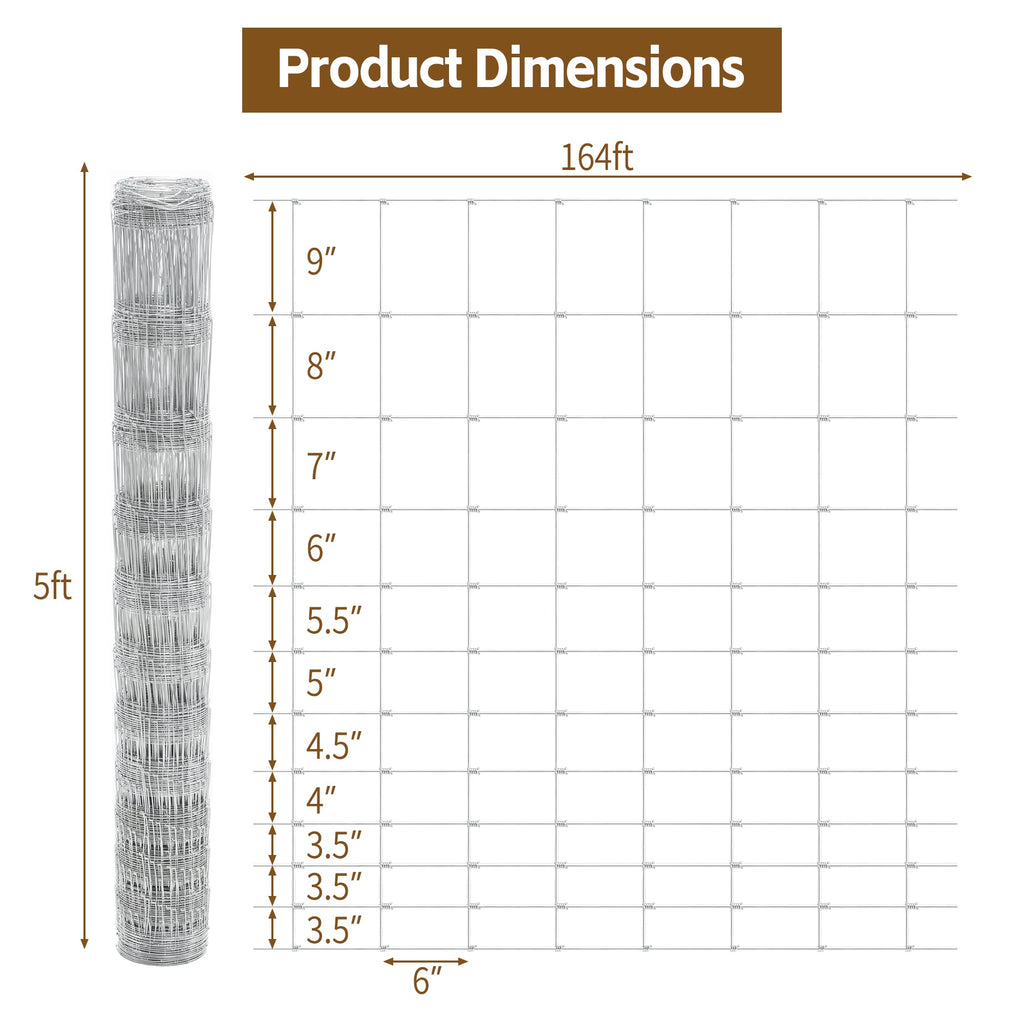 5x164 ft Advanced Weave Wire Fencing with Galvanized Finish - Silver
