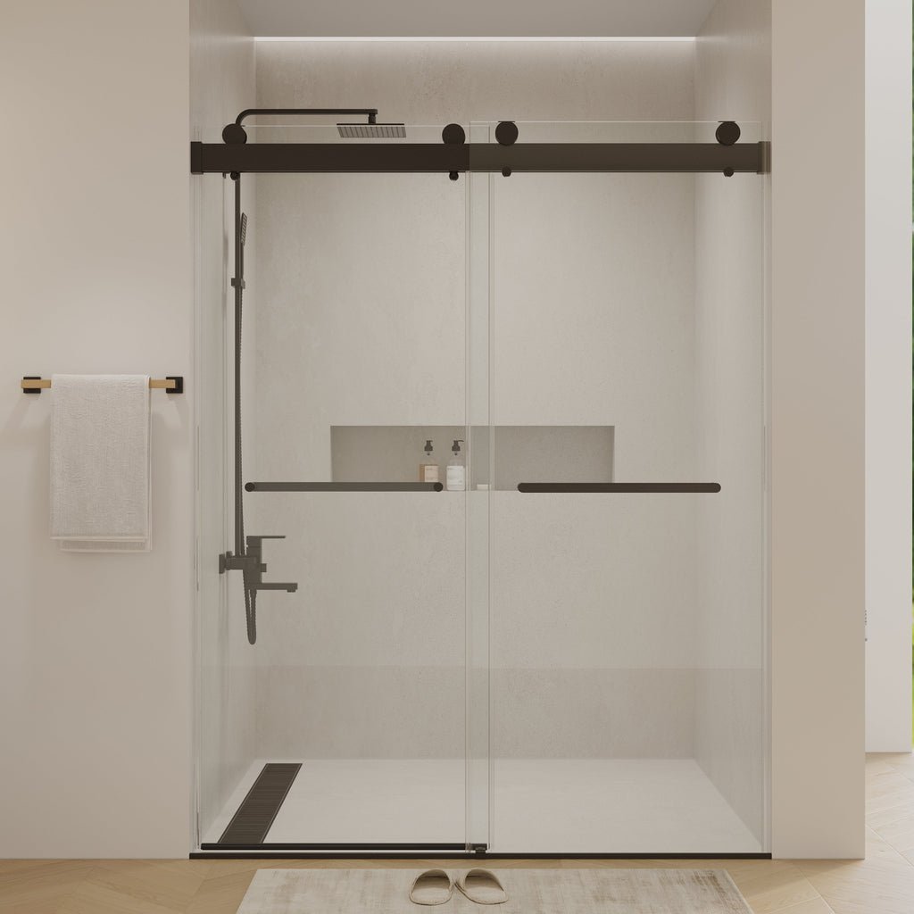 56 to 60 in. W x 76 in. H Double Sliding Frameless Shower Door