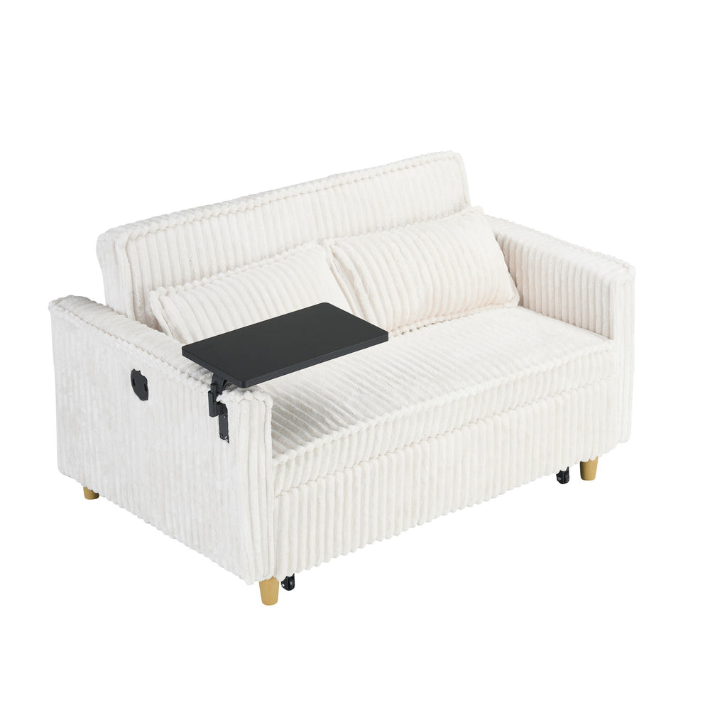 Pull Out Sofa With Movable Tabletop And USB Ports
