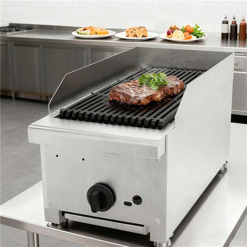 12 Inch Commercial Gas Lava Rock Charbroiler with Lava Rock System - Stainless Steel
