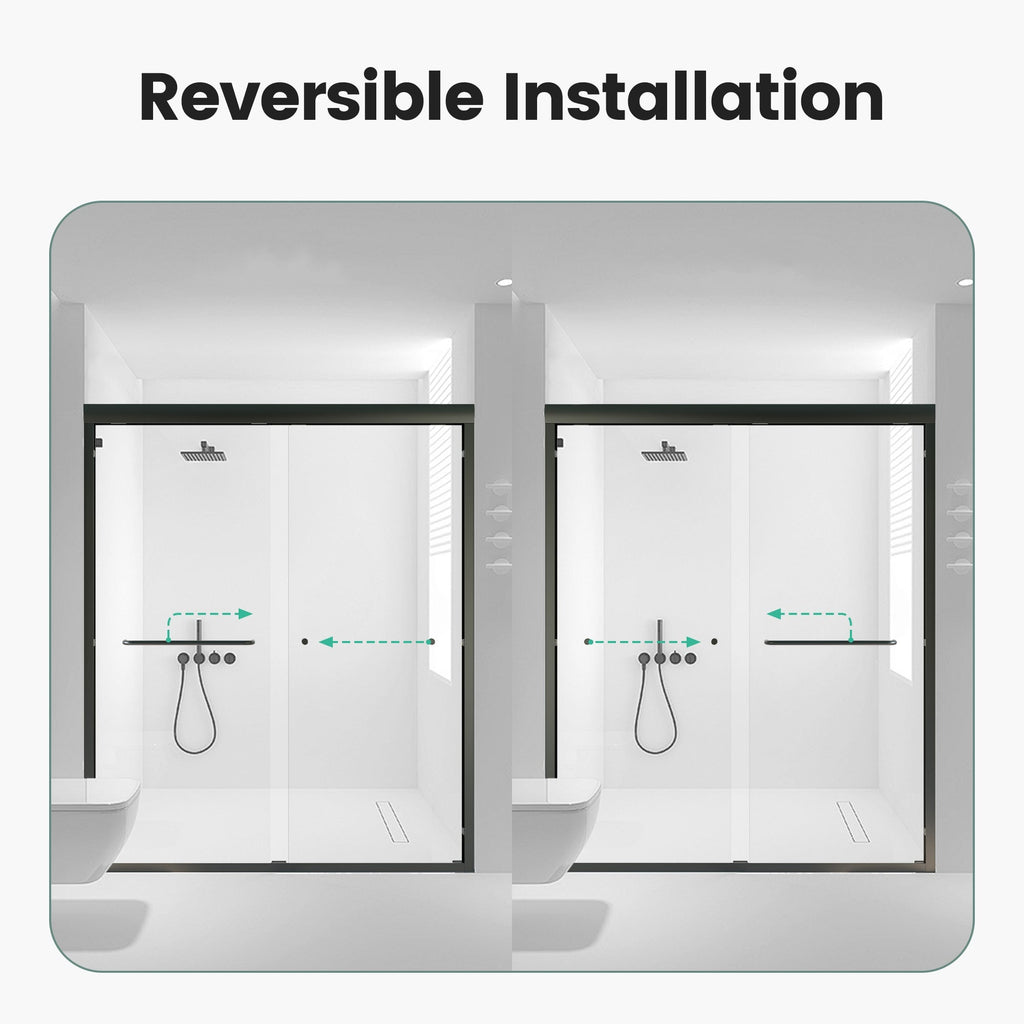 56"-60"W*72" H Semi-Frameless Double Sliding Shower Door