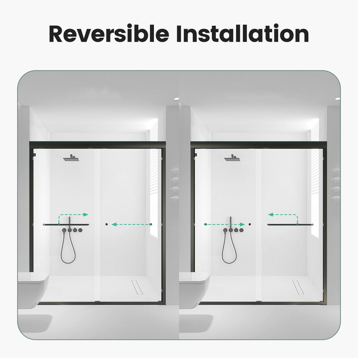 56"-60"W*72" H Semi-Frameless Double Sliding Shower Door
