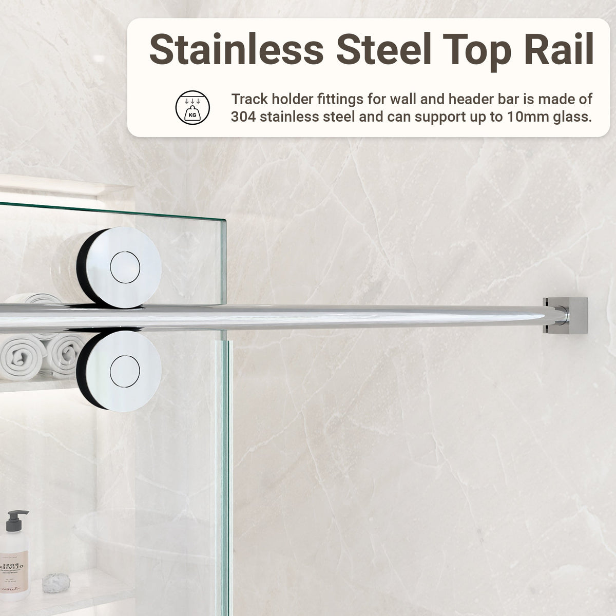 44"-48"W x 76"H Frameless Single Sliding Shower Door