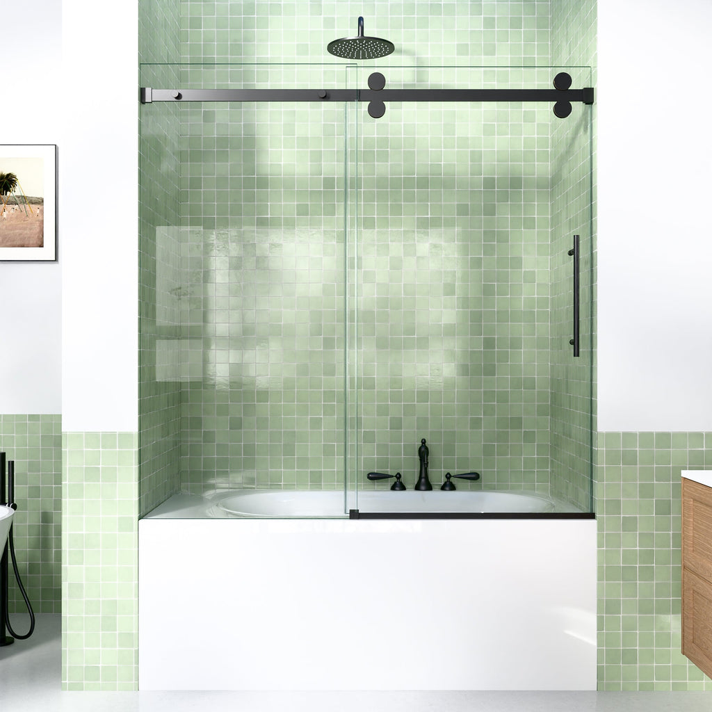 56-60"W x 60"H Frameless Sliding Tub Shower Door Enclosure