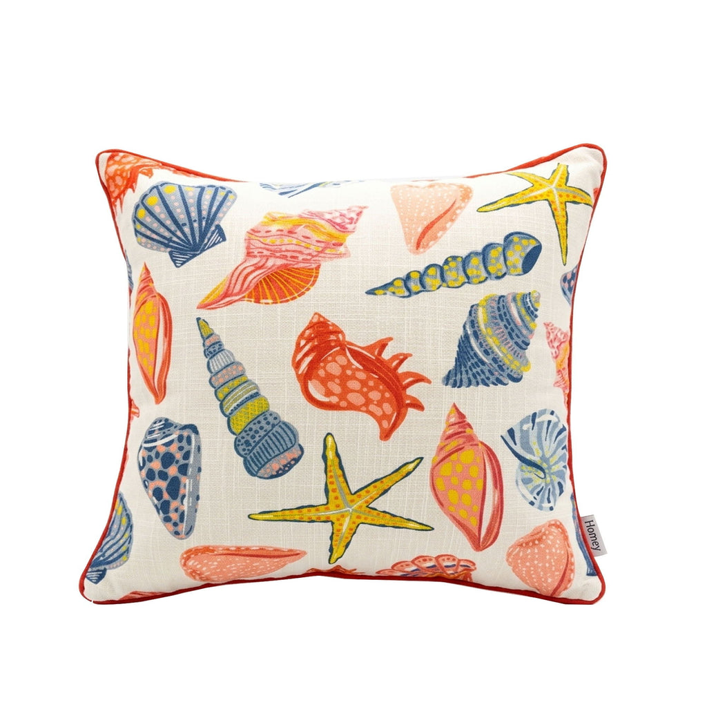 Square Coral Outdoor Pillows with Weather-Resistant Polyester - Multi