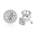 Detachable Halo Moissanite Stud Earrings in Sterling Silver