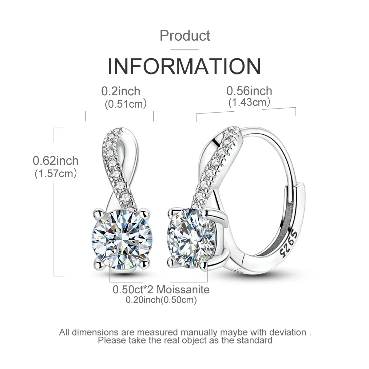 Crossover Moissanite Hoop Earrings in Sterling Silver