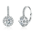 Round Halo Moissanite Leverback Earrings in Silver