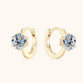 Six-Prong Moissanite Solitaire Hoop Earrings in Silver