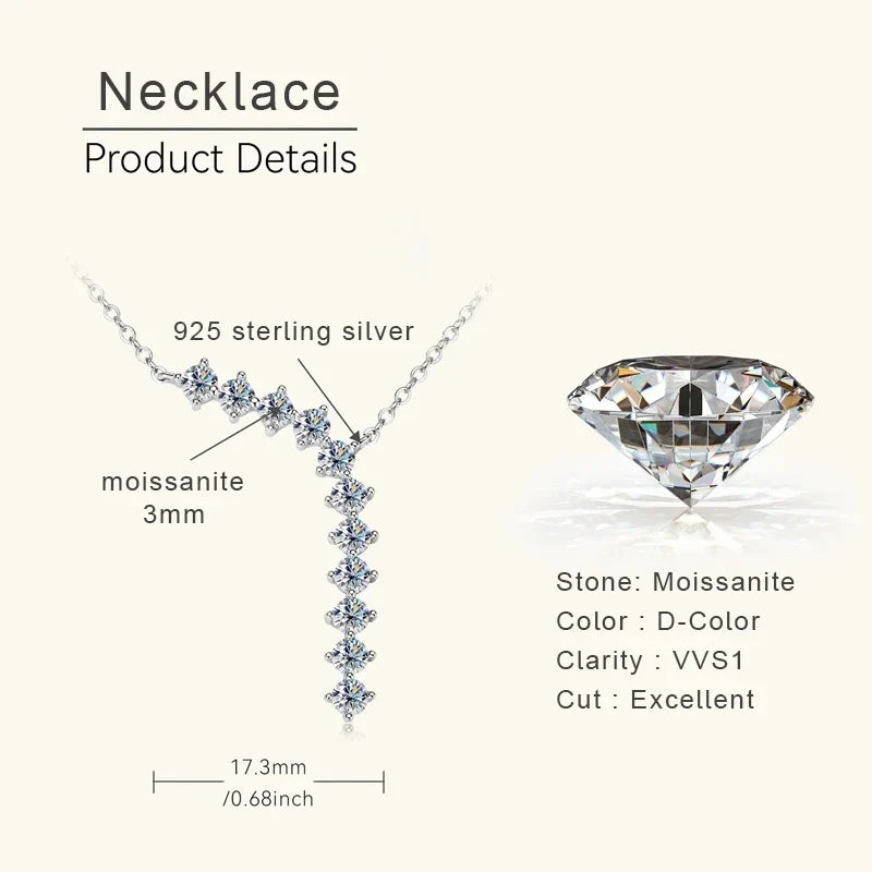 Moissanite Y Necklace & Three-Stone Hoop Earrings in Silver