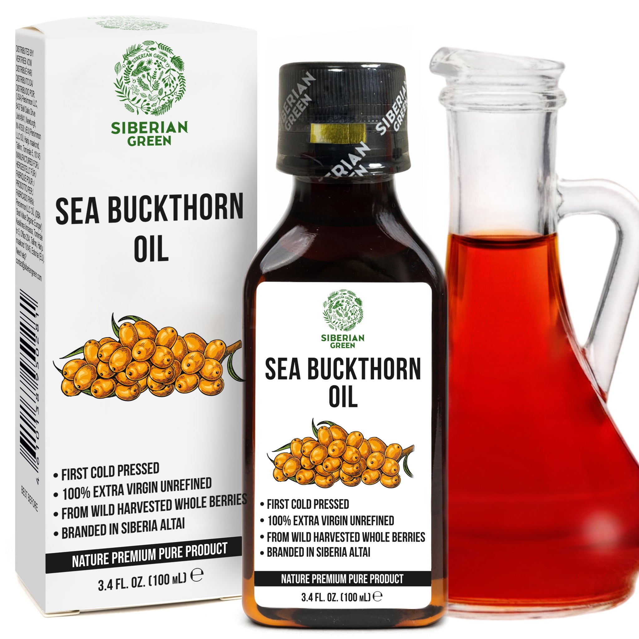 Siberian Sea Buckthorn Oil | 100% Extra Virgin Cold Pressed | 100ml