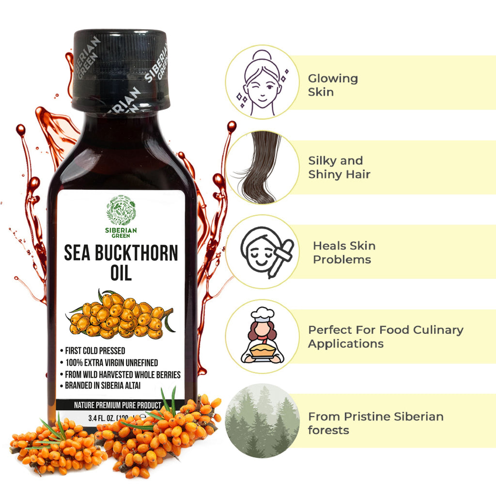 Siberian Sea Buckthorn Oil | 100% Extra Virgin Cold Pressed | 100ml