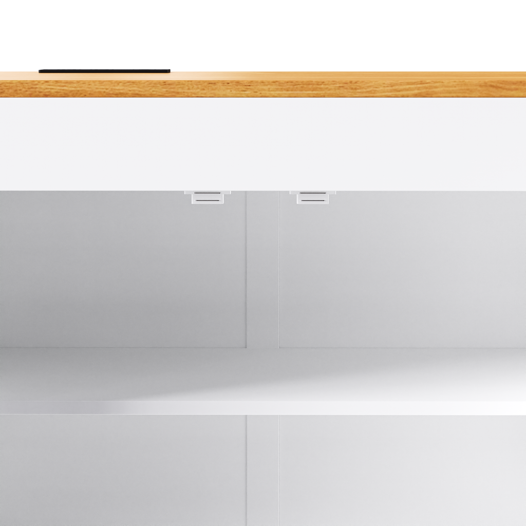 Kitchen Island with Extendable Dining Table and Power Outlet - White