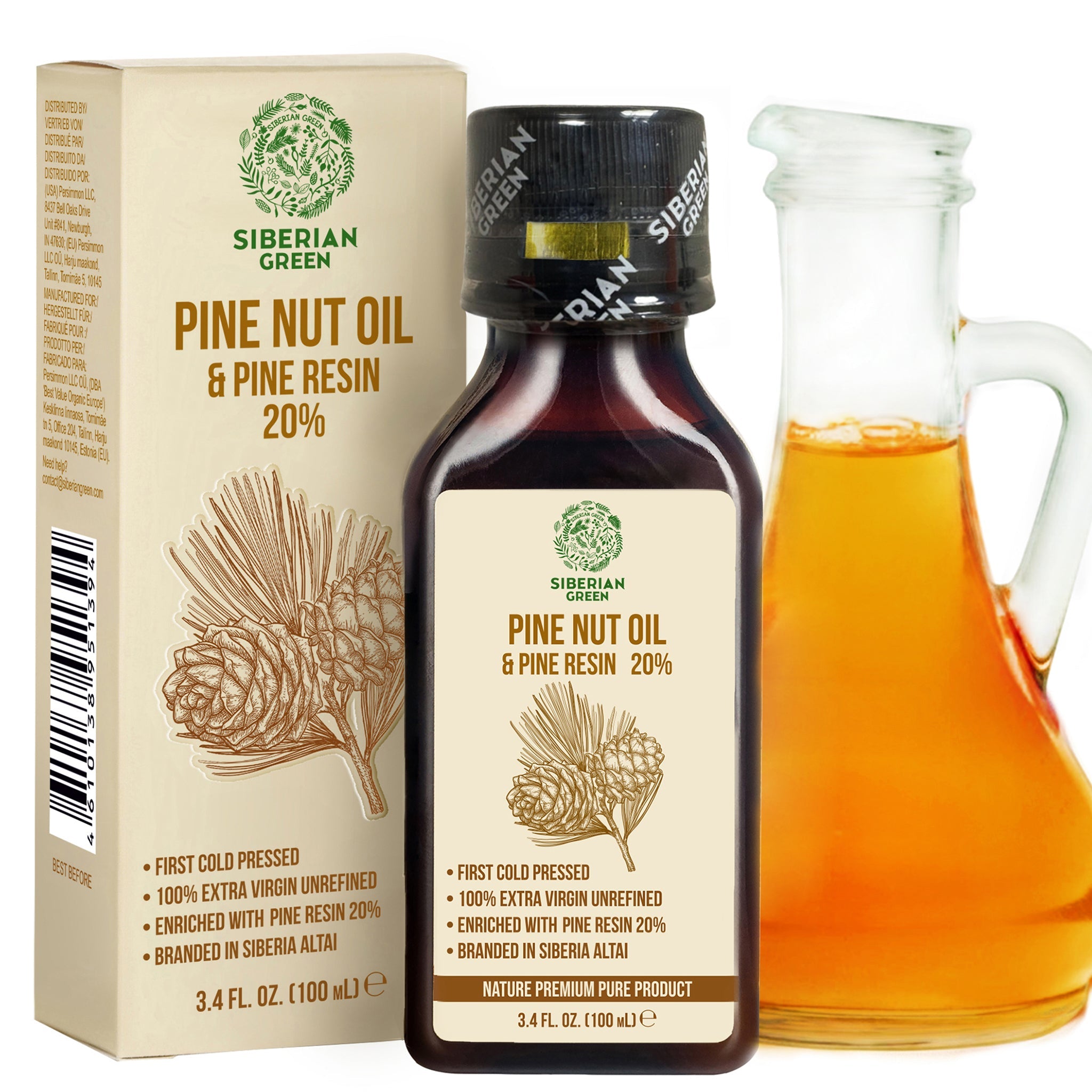 Siberian Pine Nut Oil with Cedar Resin – 100 ml for Immune Support & Digestive Health