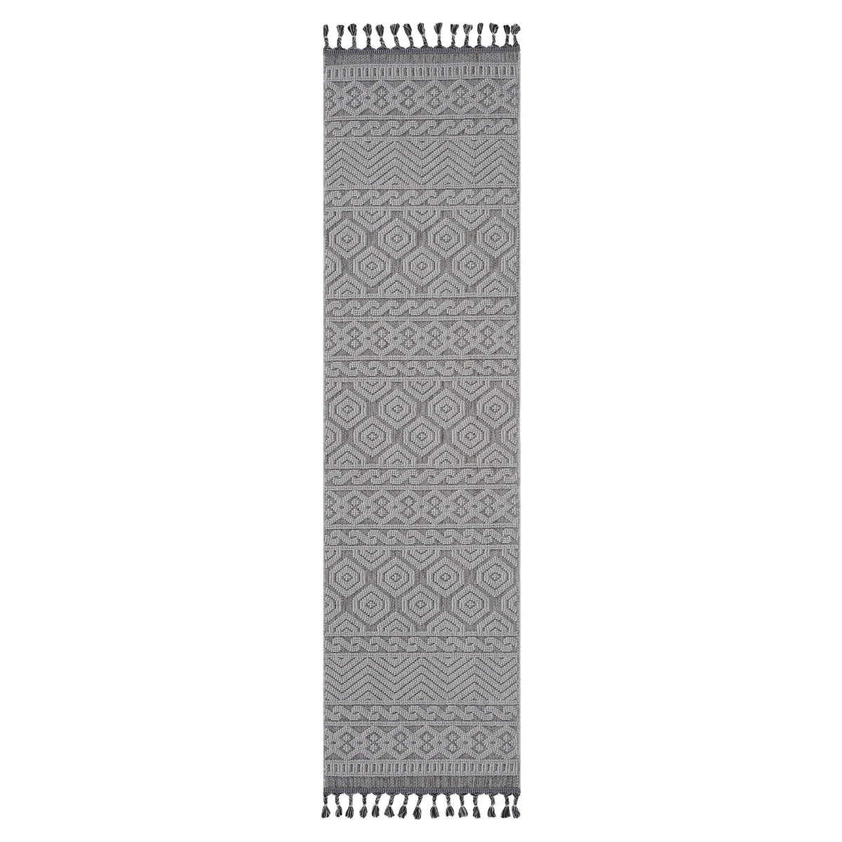 Geometric Indoor/Outdoor Rug with Stain Resistance - Dark Gray
