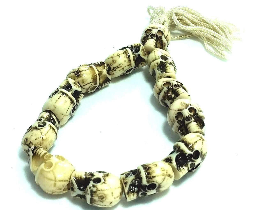 Tribal Skull Bone Bracelet Boho Cotton Tassel Elastic