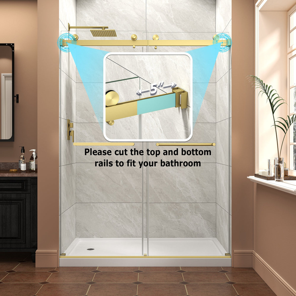 Frameless Shower Door 55"-60" W x 76" H