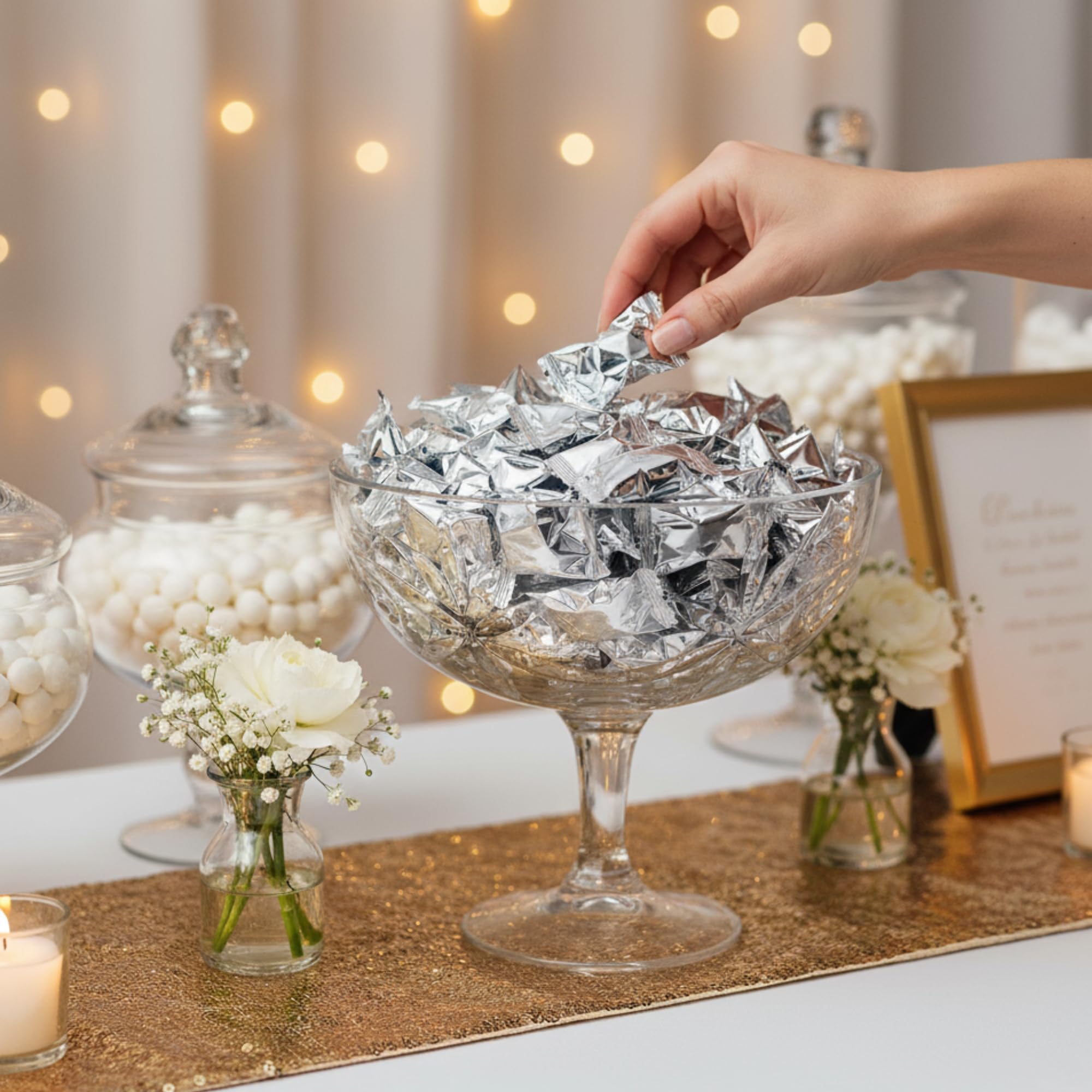 110ct Silver Wrapped Buttermints – Individually Wrapped Butter Mints for Weddings, Candy Buffets & Thank You Treats